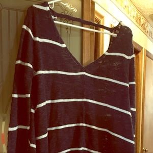 V-Neck Tunic Length Sweater